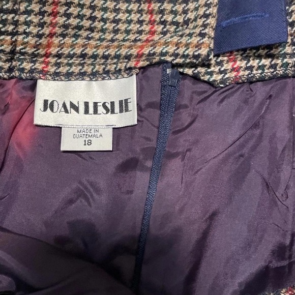 VTG 90s Wool Blend Houndstooth Pencil Skirt Sz 18 Brown Lined Pockets Academia - Picture 8 of 8